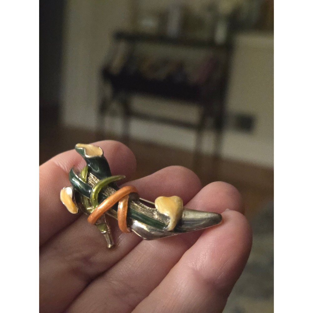 KJL Kenneth Jay Lane 925 Enamel Calla Lilly High Heel Shoe Pin Brooch Vintage